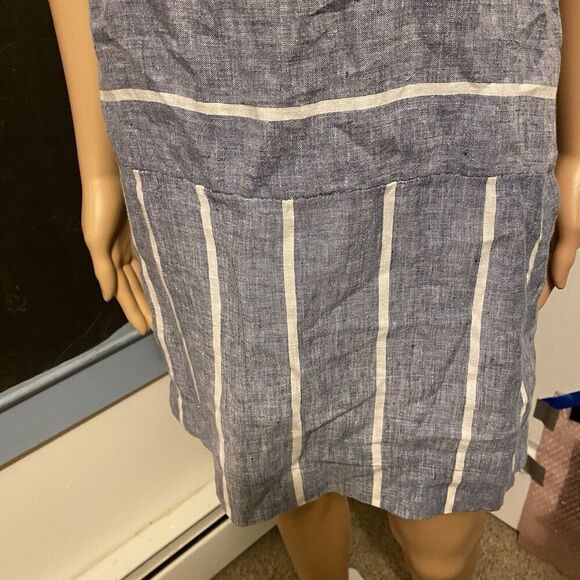 Blue & White Striped 100% Linen Light Casual Dress Mini-Dress Lou & Grey Size XS - Picture 6 of 9